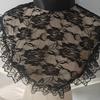 Black Rose Lace Detachable Cape Collar, Stand Neck Ruffled Lace Shawl Fake Collar, Gothic Vintage Neck Accessory for Dress Cosplay Photoshoot