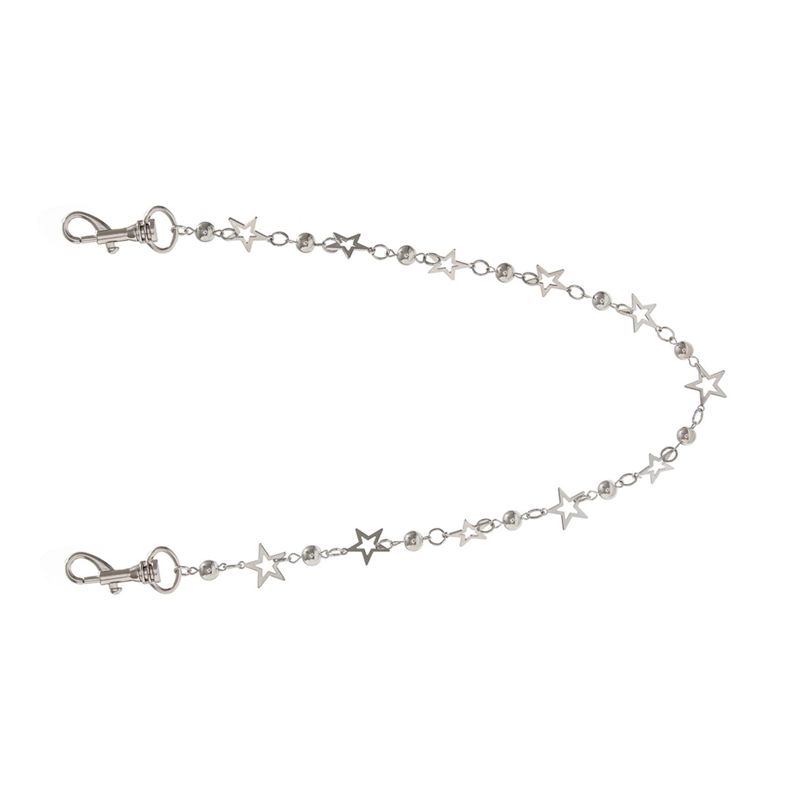 

Adjustable Star And Bead Design Chain Fashion Belt Chain For Pants Ideal For Music Festivals And Casual Outfits