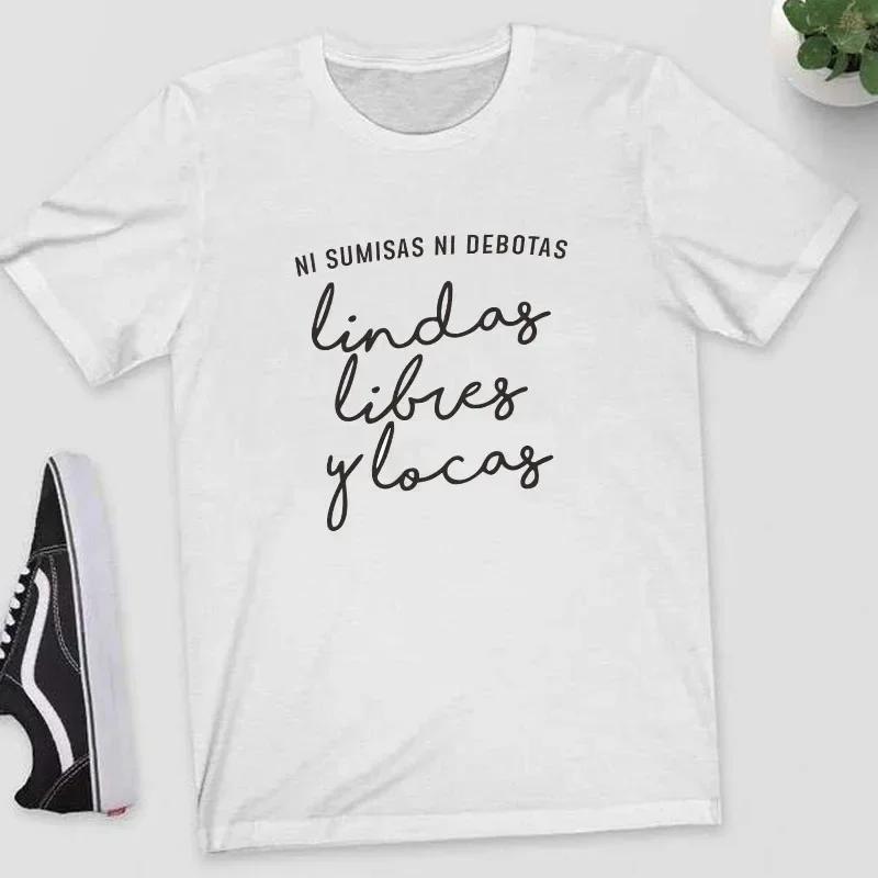 Simple Sentence Printed Tshirt No Me Dala Vida Summer Black White Pink Letter Base Model Loose Large Tshirt