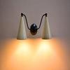 Double Cone Brass Wall Sconce – Mid‑Century Modern Light with Ivory Shades