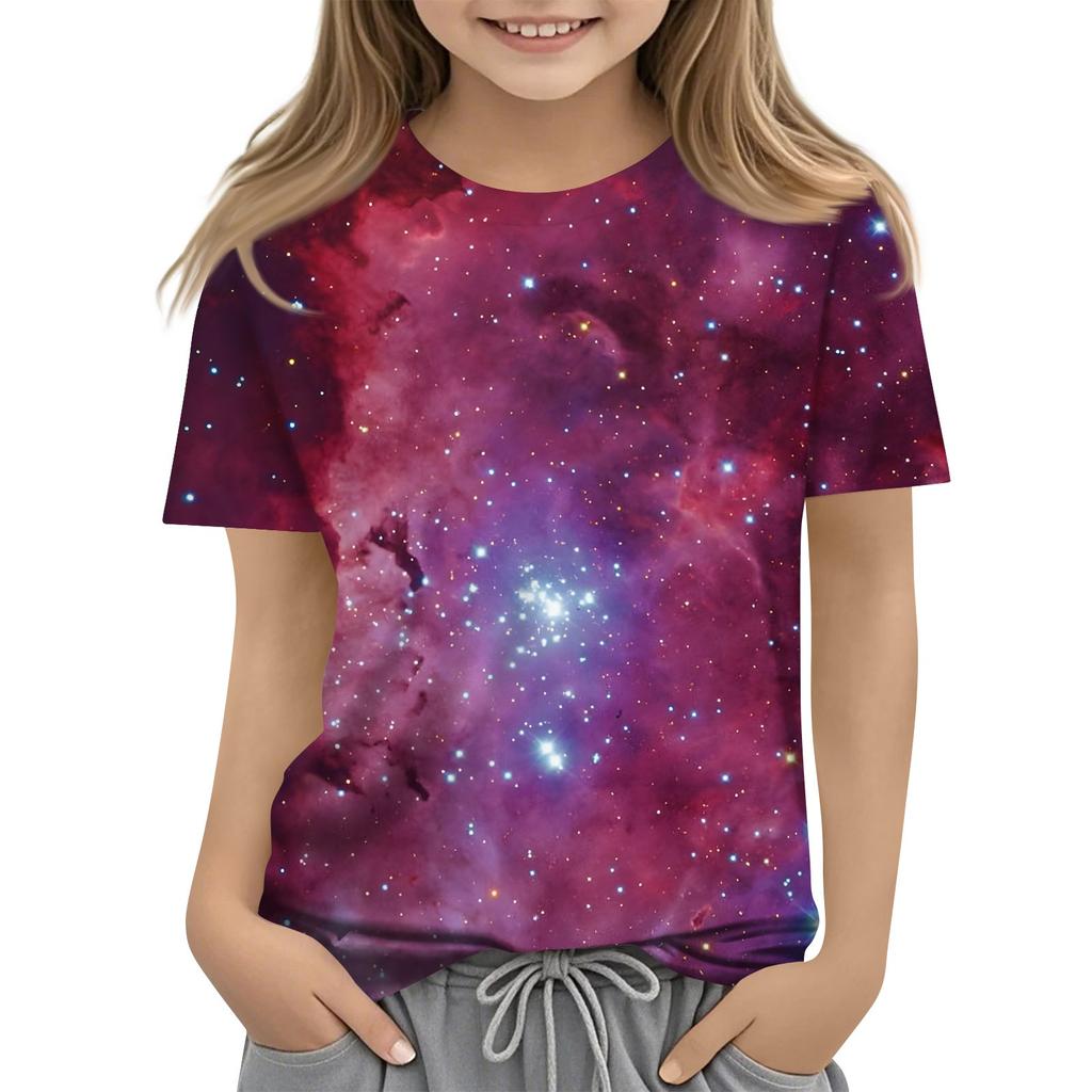 Kleinkind Mädchen Jungen Shirt Niedlich Sternenhimmel Bedruckte T-Shirts Kinder Shirts 1-15 Jahre