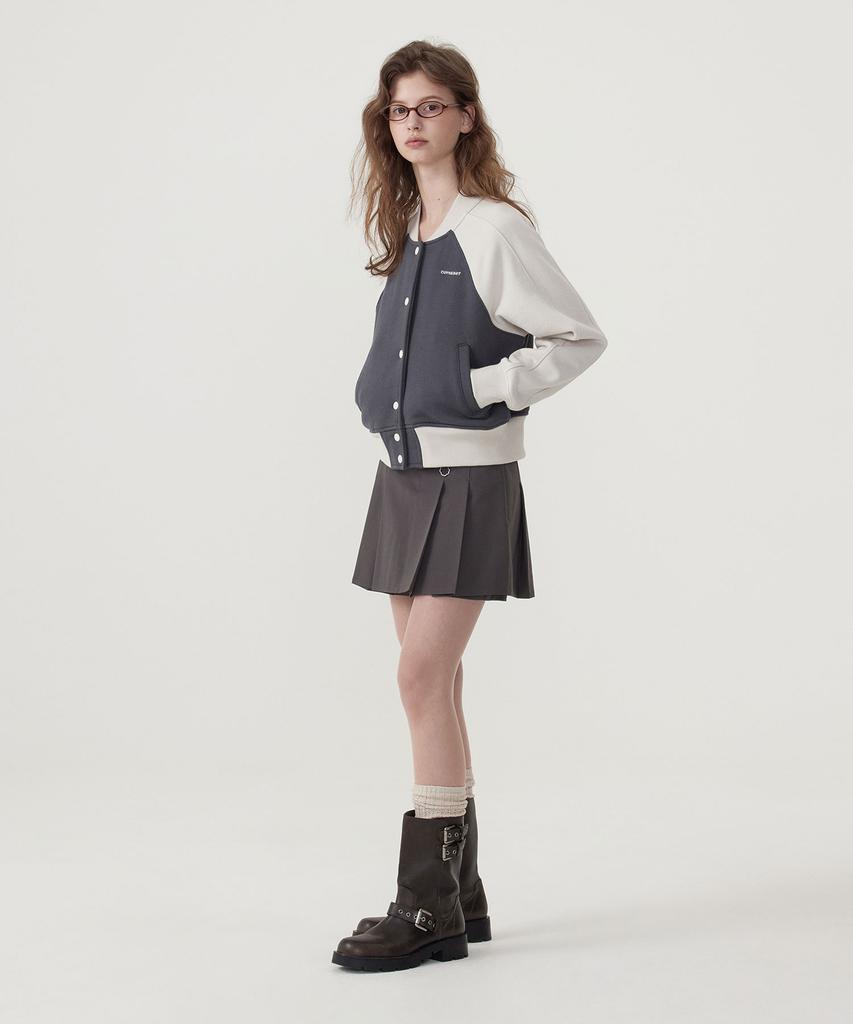 Covernat Woman Women'S Sweat Varsity Jacket Charcoal