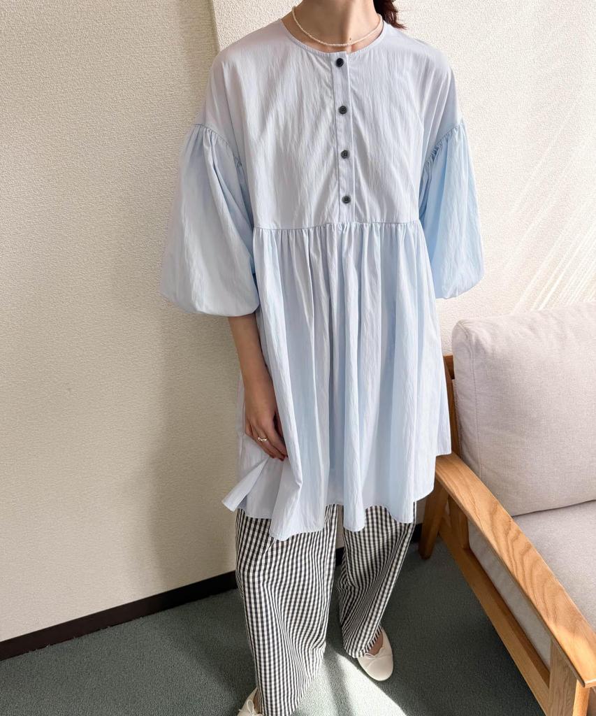 URBAN RESEARCH DOORS Women's Volume Sleeve Tunic Dress, Size SAX M, DRA4-23R105