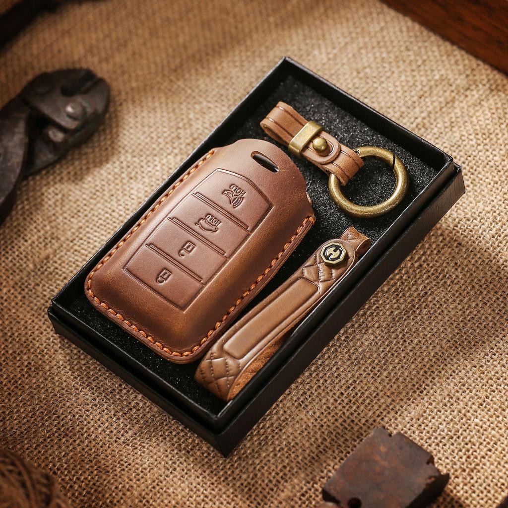 Vintage Leather Genesis Key Cover: Handmade, Genuine Leather Bag Buckle Case for Classic Genesis Models