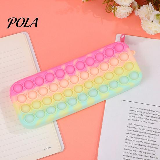 Relief Pencil Case Pop Case, Large Capacity Silicone Storage Bag, with Durable Pouch Bubble Toy Decompression Stationery for Kids School Office