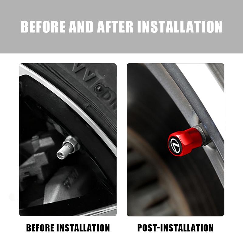 4Pcs Car Metal Wheel Tire Valve Air Stem Cap For Lexus F SPORT IS250 IS200 CT200h GS300 LS430 RX450h LX570 IS300 ES300h NX300h AEW1
