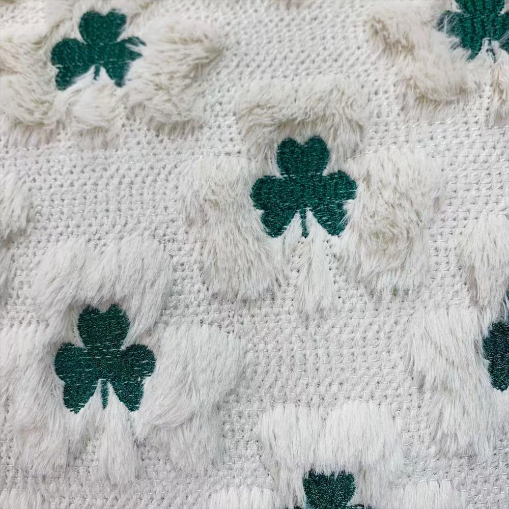 Practical Tufted St. Patrick'S Day Cushion Cover Zipped Embroidery Lucky Clover Pillowcase Square Shamrock Pillow Cover Bed Room