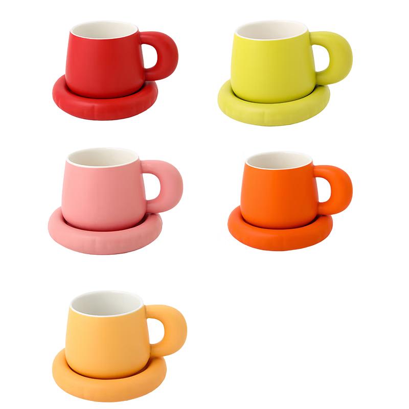 Ceramic Coffee and Milk Mug & Saucer Set