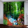 Ready-made Natural Senery Forest Sunset Thin Window Curtains For Kids Bedroom Living Room Bathroom Kicthen Door Hall Home2Pieces