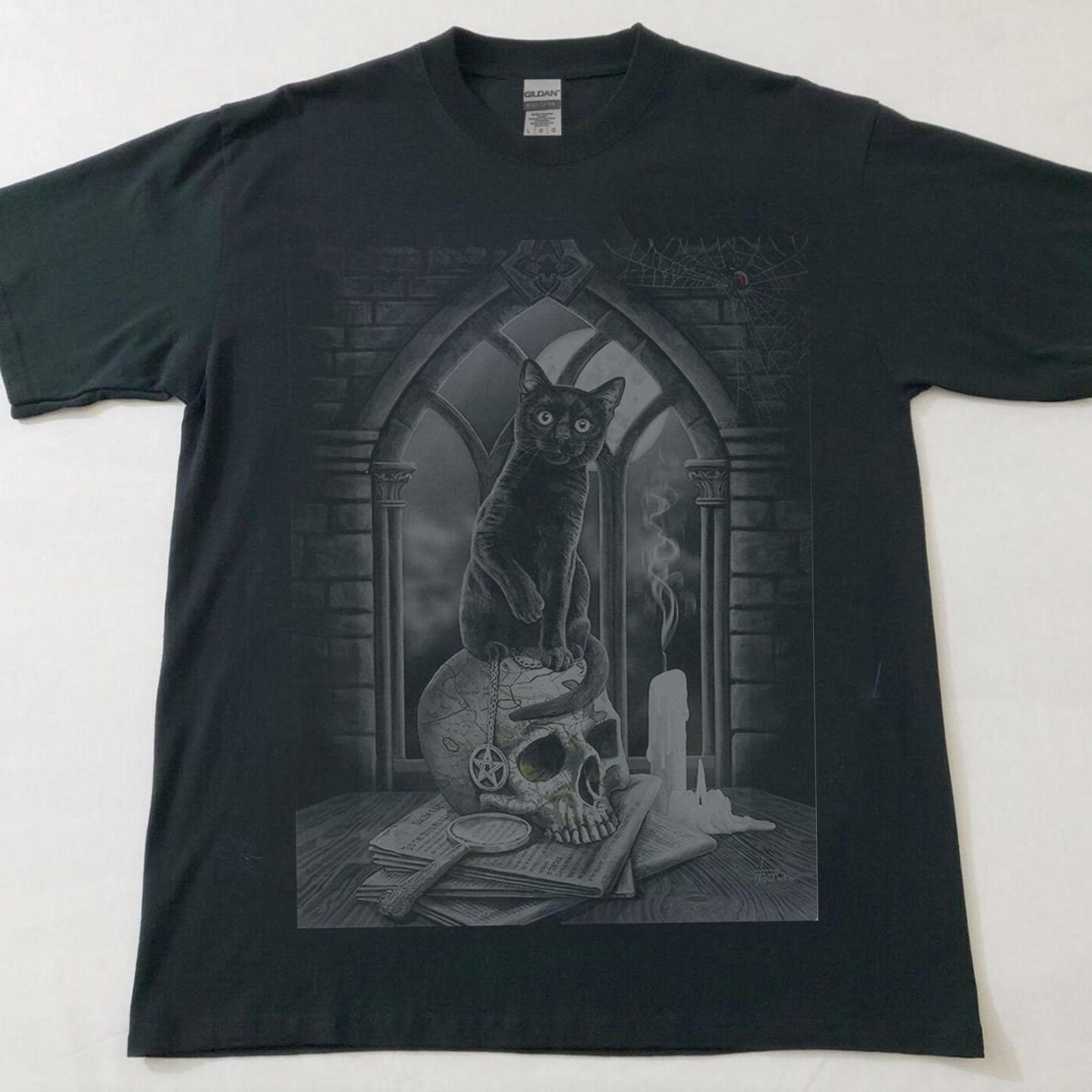 Dark Academia Black Cats Moon Phases T-Shirt S