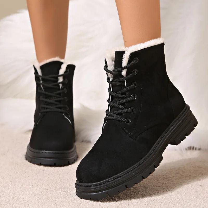Women's Shoes 2024 Hot Sale Front Lace-up Women's Boots Fashion Plus Size Casual Boots Women Winter Short Plush Shoes for Women