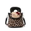 Borsa a tracolla Hello Kitty con stampa leopardata in PU per donna con tasca per cellulare per il tragitto quotidiano