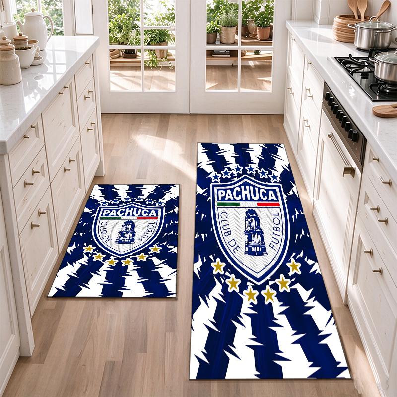 Pachuca Football Club Flannel Kitchen Floor Mat – Non-Slip, Absorbent and Easy to Clean Suitable for Kitchens, Entryways Bedroomsand Bathrooms