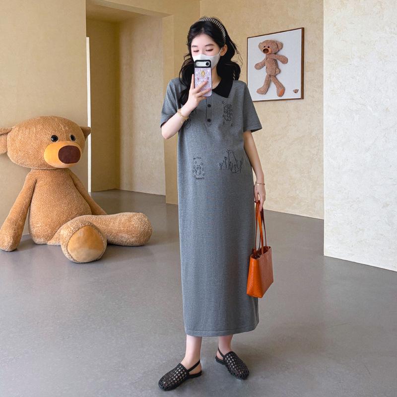 2026 Spring/Summer Plus Size Casual Maternity Knit Dress XL