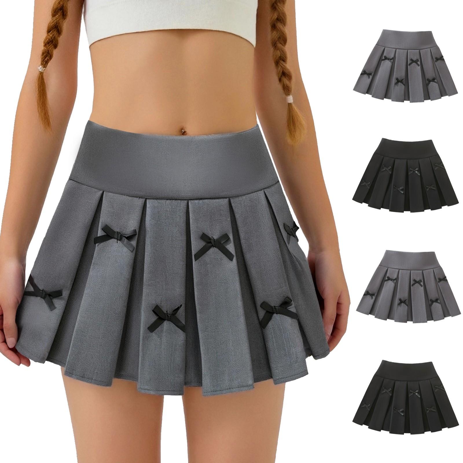 

Girls Pleated Skirt - Solid Color School Uniform Skirt 110 чорний