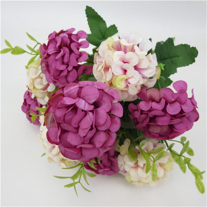 Heads 10 Artificial Hydrangea Fake Silk Flowers Bouquet Bunch Wedding Decor Home