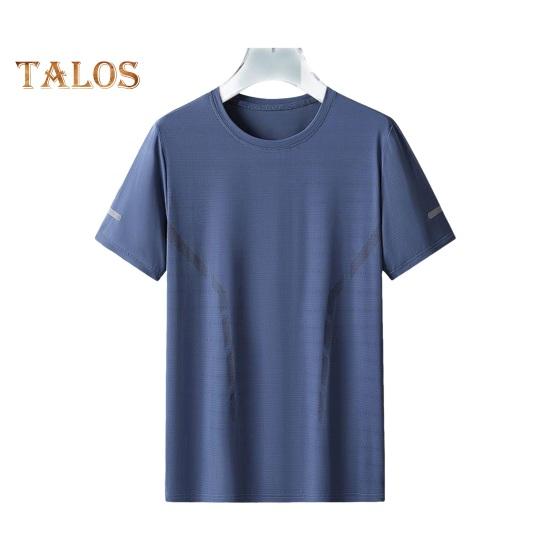 Sommer T-skjorte for menn Is Silke Rundhals Løs Pure Color Kortermet Pullover Uformell Daglig slitasje Sport Fitness Topp