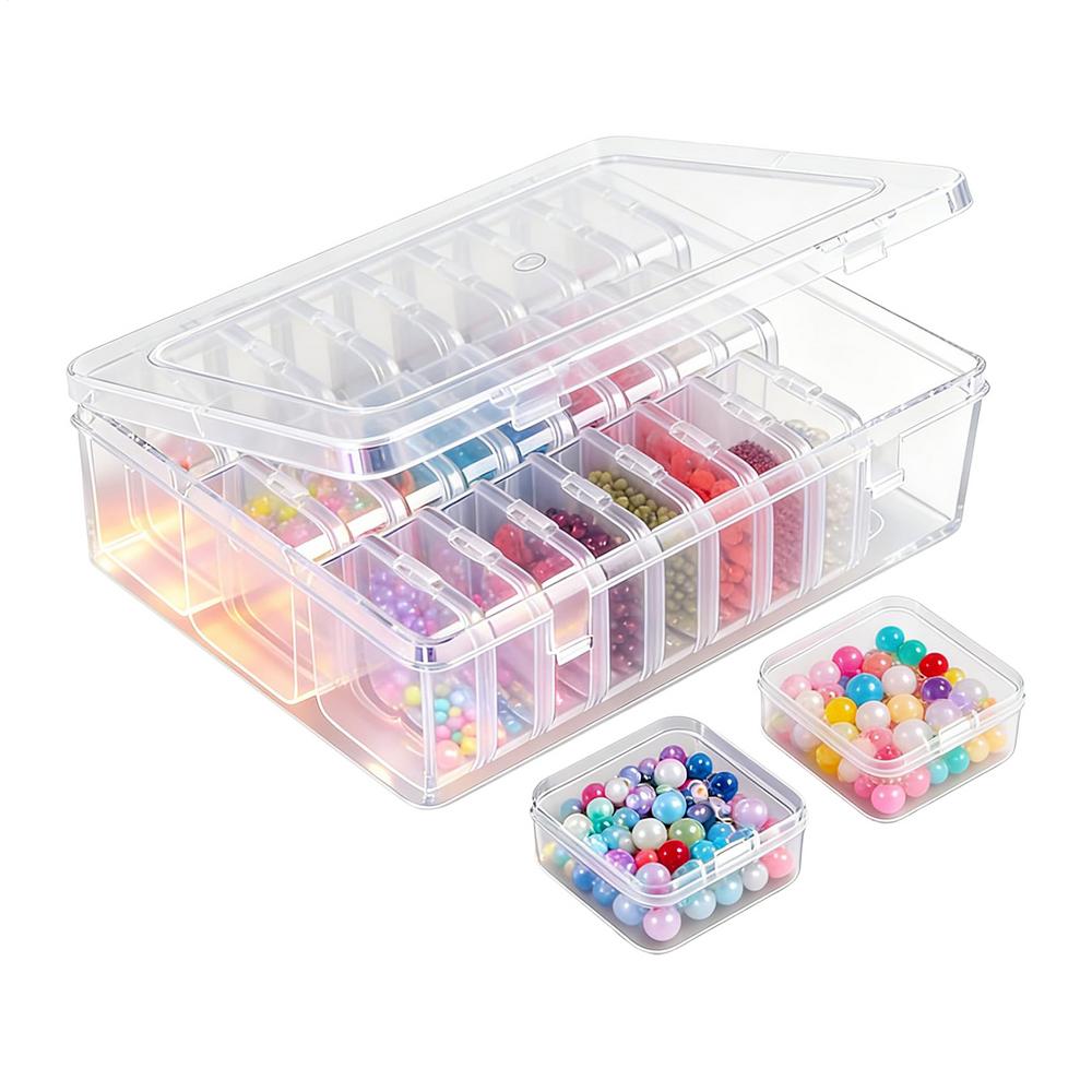 Bead Storage Containers Hinged Lid Rectangle Clear With 30 Pieces Cases Beads Storage Organizer For DIY Accessory Bracelets