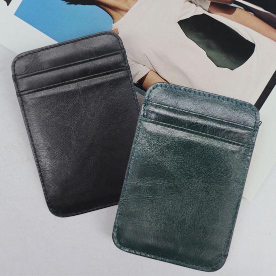 Card Holder Slim Small Wallet Faux Leather Solid Color Driver's License Credit Card Case Business Use