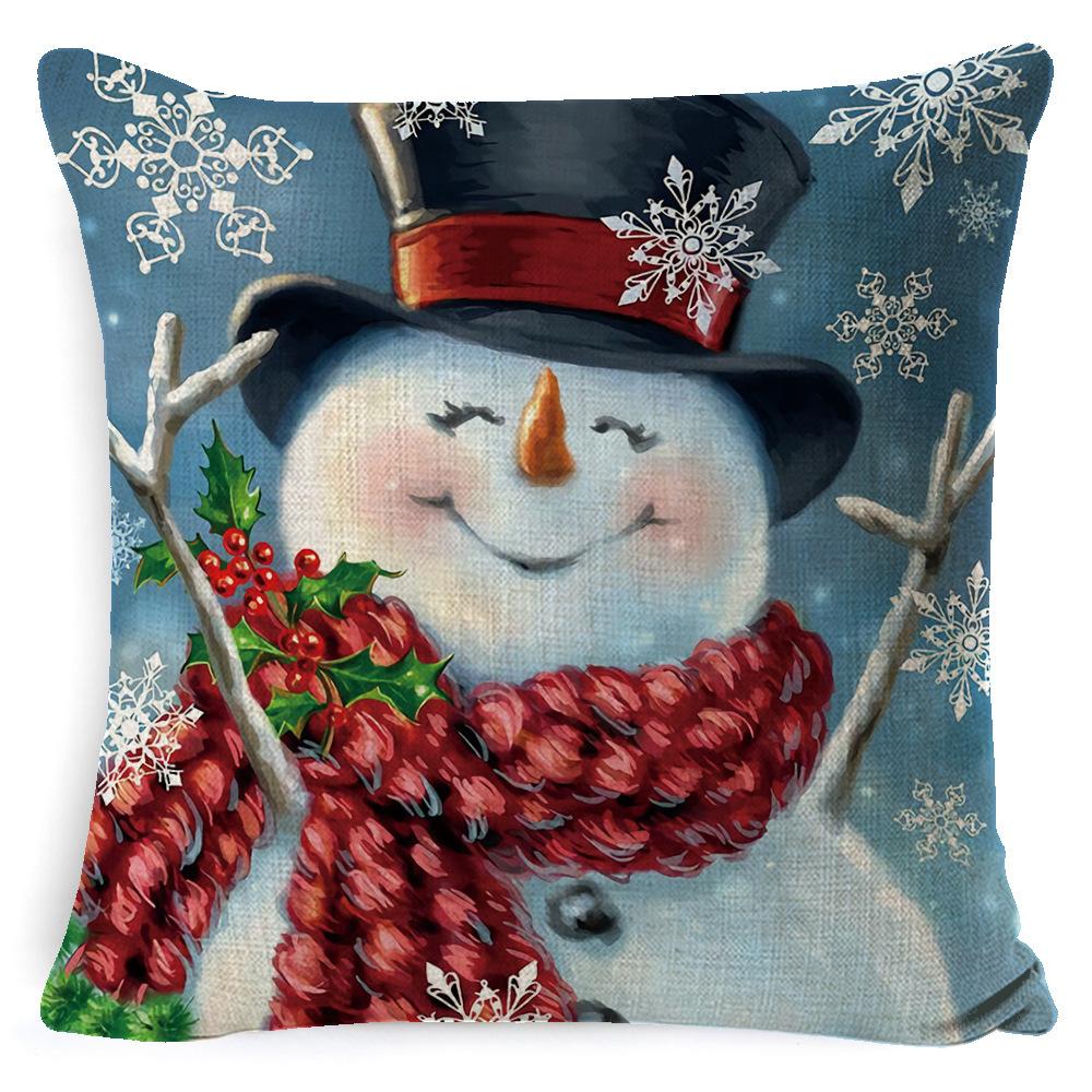 Christmas Linen Pillow Case Home Nap Lumbar Cushion Pillow Sofa Bedside Cushion Pillow Case