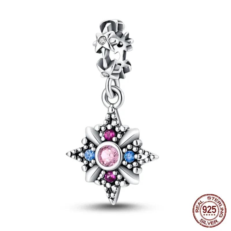 925 Silver Classic Purple Retro Heart Shape Lotus Angel Pattern Charms Beads Fit Necklace Bracelets Pendant DIY Jewelry