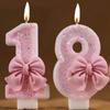 DIY Digital Birthday Candles with Pink Bow Cake Decoration