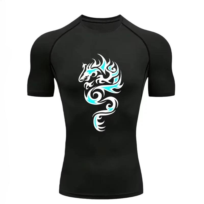 Men's Sports T-shirt for Fitness Summer Training Fitness Gym Jogging Running Stretchy Moisture-Wicking Workout T-Shirt Compression Short