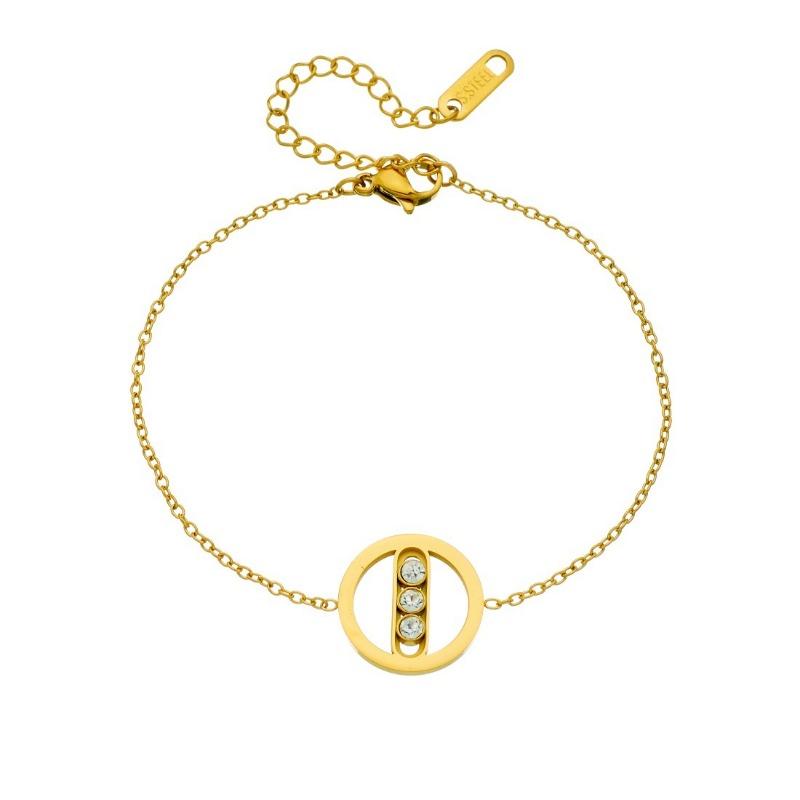 Gold Plated Moving CZ Charm Bracelet, Dainty Adjustable Cable Chain for Women, Elegant Daily Jewelry Gift