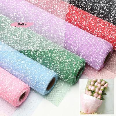 S-Snowflake Yarn Mesh Paper Bouquet Packaging Wedding Birthday Party Decoration Florist Supplies Gift Wrapping Supplies