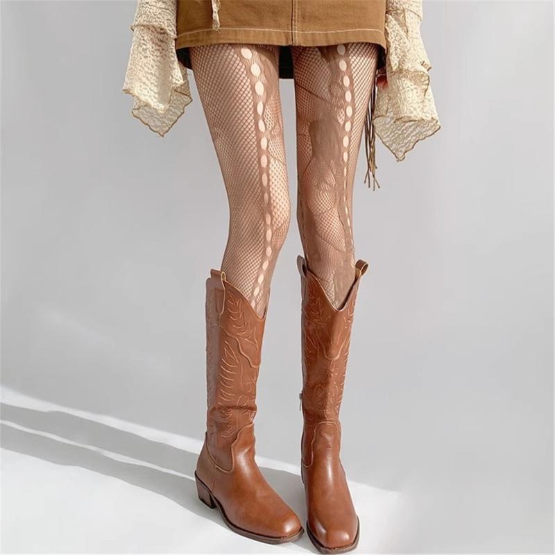 Women Sexy Lace Patterned Tights Floral Fishnet Stockings Pantyhose Patterned Leggings Net Pantyhose for Party Club