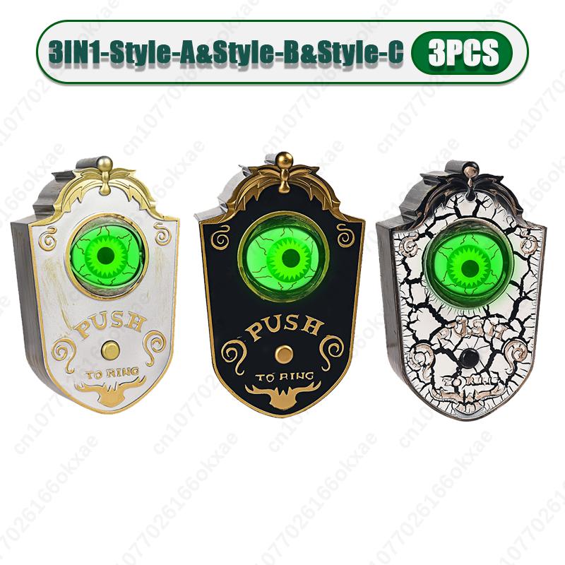1-3PCS Halloween Sounding One-eyed Doorbell Decoration Glowing Eyeball Horror Doorbell Bar Secret Room Haunted House Trick Props
