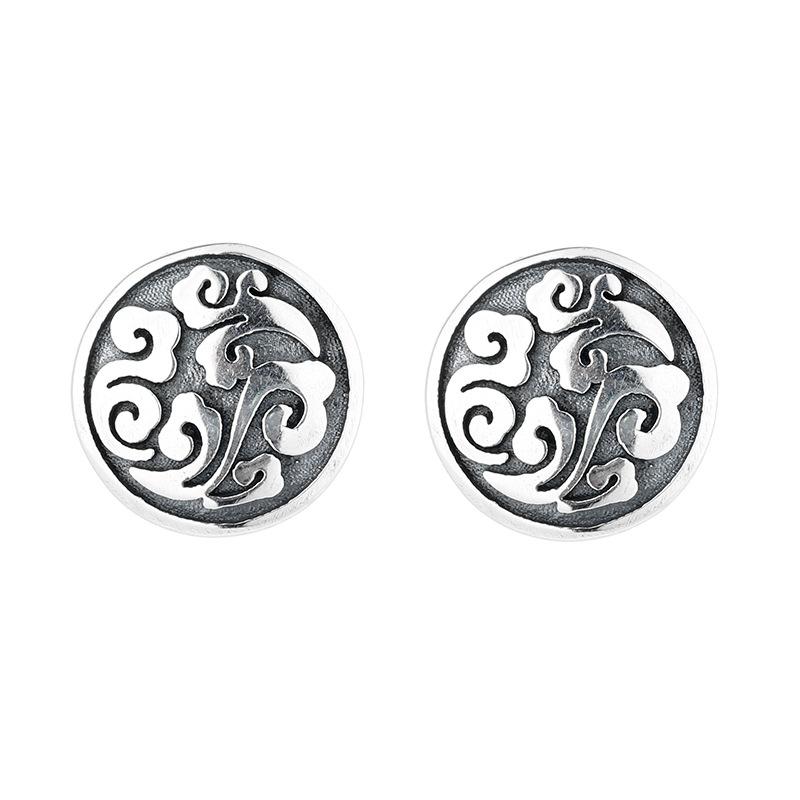 Retro Chinese Style Personalized Stud Earrings, Women'S Old Design Sense, Men'S Trendy Ruffian Handsome Earrings Customization