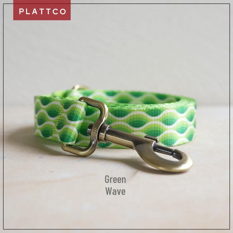 PLATTCO Green Wave Pattern Dog Leash PDL363 S: 2.0cm x 120cm