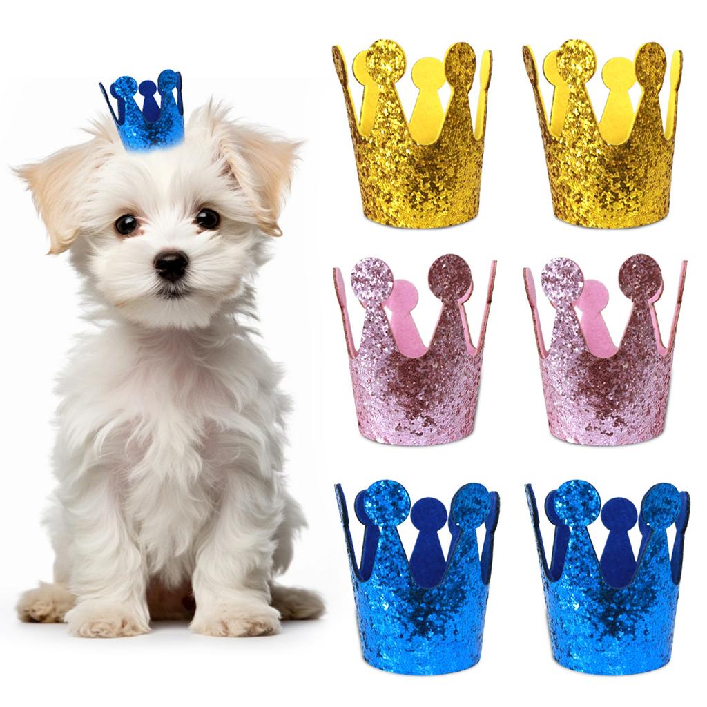Haustier Geburtstagsparty Hut Dekoration Haustier Katze Hund Pailletten Geburtstagskrone Hut Kopfbedeckung