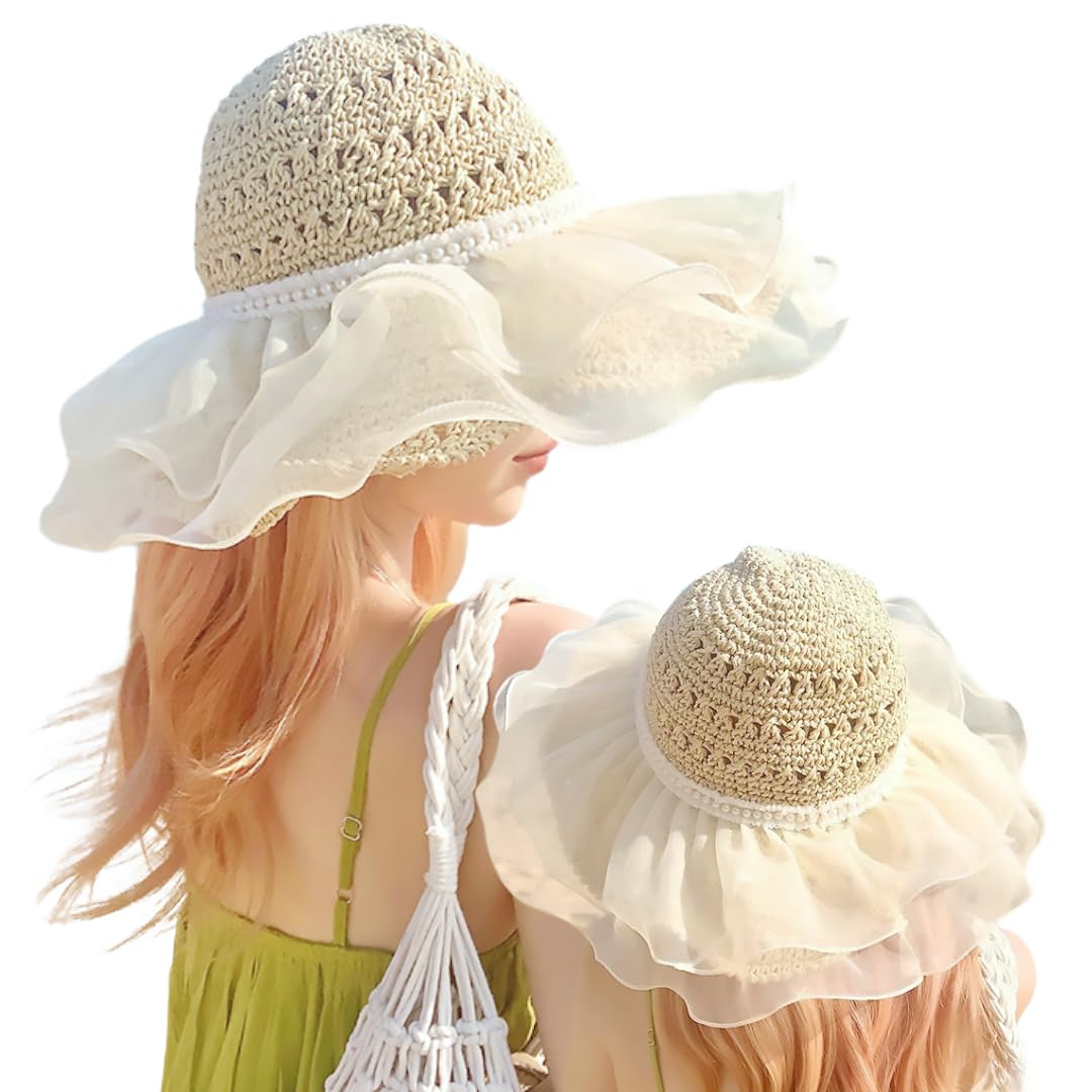

Organza Frill Hat for Straw UV Sun Face Slimming Wide Large Lace Sun Protection [NAMEOF] Women, Hat, Protection, Hat, Effect, Brim, Spring/Summer,
