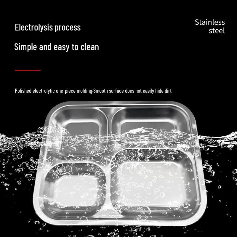 Stainless Steel Four-Compartment Deep Lunch Tray