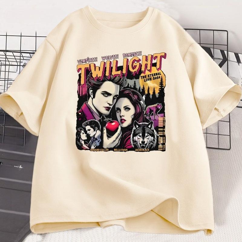 Vintage Twilight Printed T Shirt Book Lover Twilight Saga Comic Tshirt Retro Vampires RoUnisexce Tshirt Casual Short Sleeve Tees