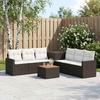 Sofa Set 8 pcs. Black and Cream White Poly Rattan and Steel