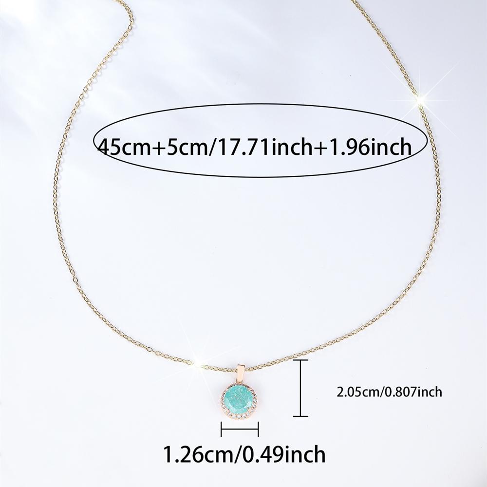 Elegante runde hellgrüne Zirkon-Anhänger-Halskette für Damen Luxus Goldfarbene Kettenhalskette Schmuck Geschenk