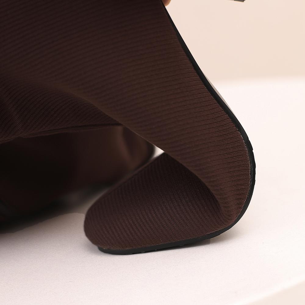 Hnědozelené dámské vysoké boty na podpatku, velká velikost 48