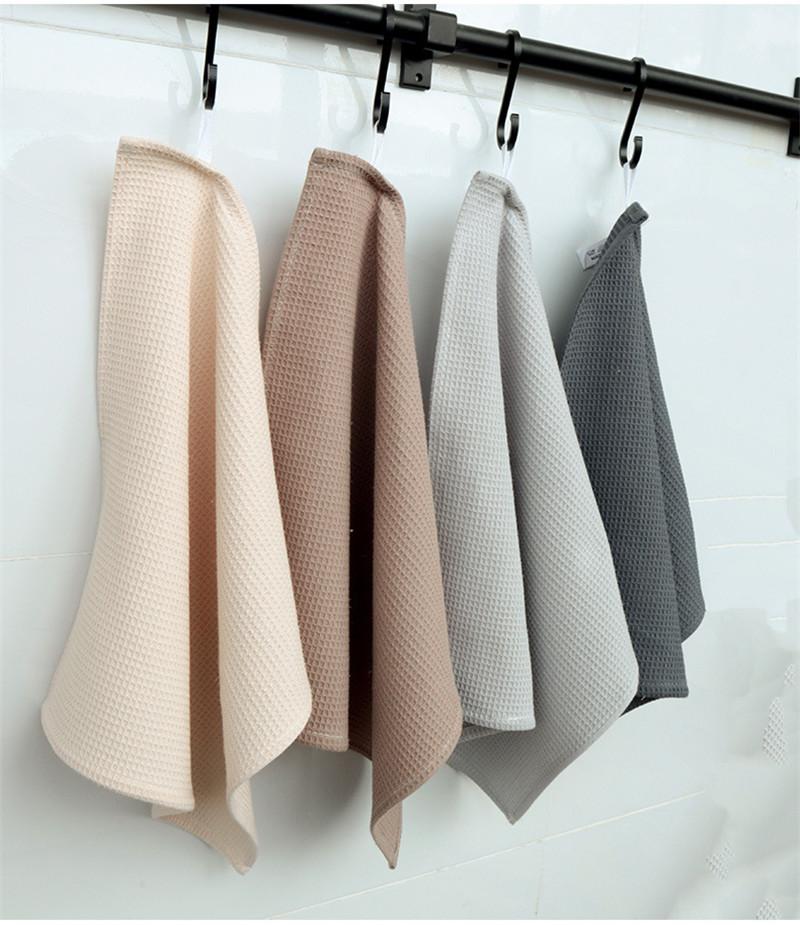 

35x35cm Square Solid Color Waffle Dishcloth Kitchen Tear Towel Cotton Thickened Cleaning Cloth темно серый