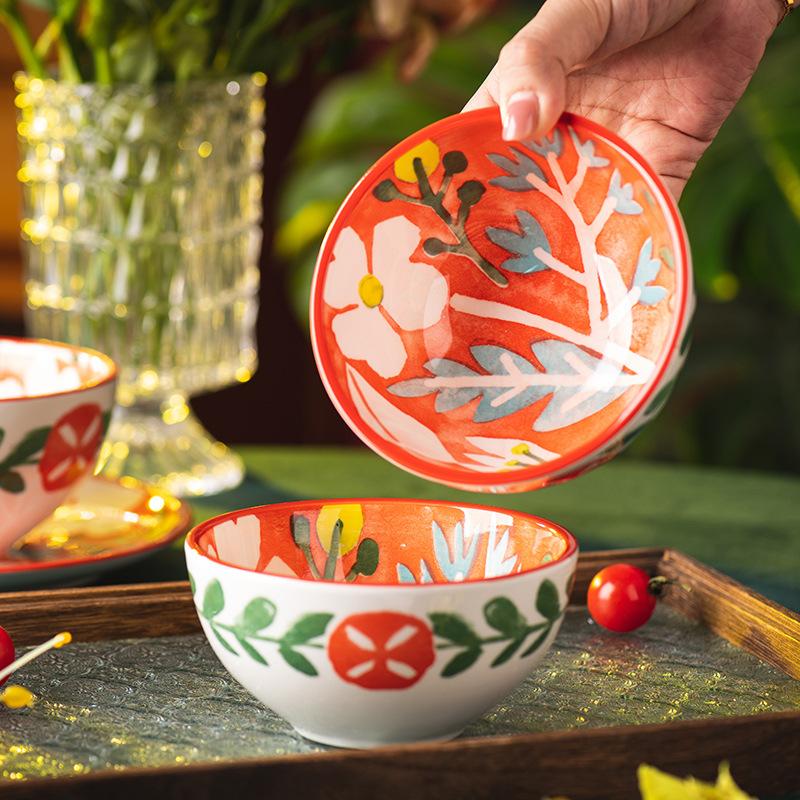 8 Inch Western Steak Plate European Pattern Ceramic Bowl Home Round Salad Dessert Bowl Main Course Breakfast Cake Plate Cutlery