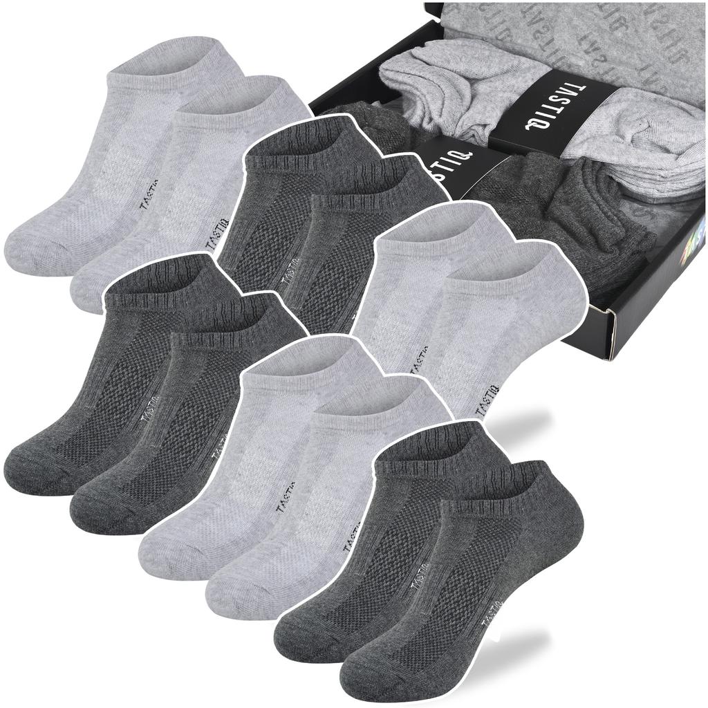 TASTIQ PREMIUM Men's Ankle Socks Gray Cotton 6 Pairs