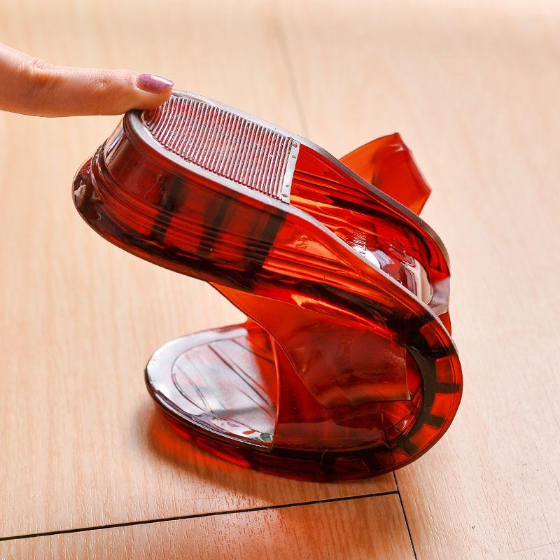 Protiskluzové želé barevné průhledné křišťálové plastové dámské pantofle s letním klínkovým podpatkem a silnou podrážkou pro venkovní nošení a duté