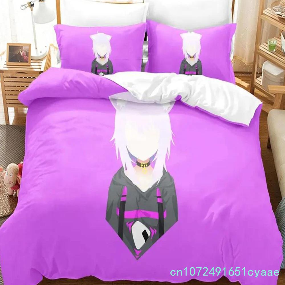 Hololive Nekomata Okayu Bedding Set Single Twin Full Queen King Size Aldult Bedroom Duvetcover 3D Anime Boys Cover Bed Set