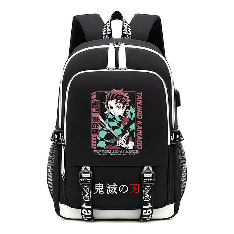 Animation Schoolbag Demon Slayer Cross-border Trend USB Large-capacity Student Spine Backpack