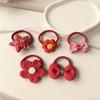 Neničící gumička do vlasů Little Red Flower pro dívky - Gumička do culíku a pokrývka hlavy