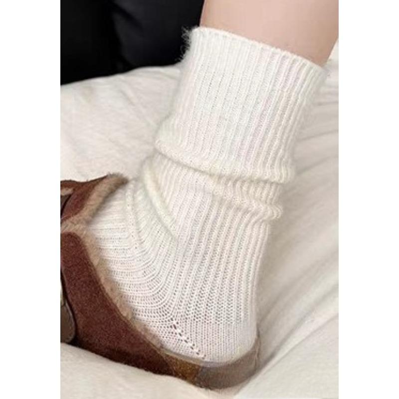 Wool Socks, Women's Autumn and Winter Mid-calf Socks, Thickened Warm Cashmere Long Socks, Winter Birken Shoes, Pile Socks