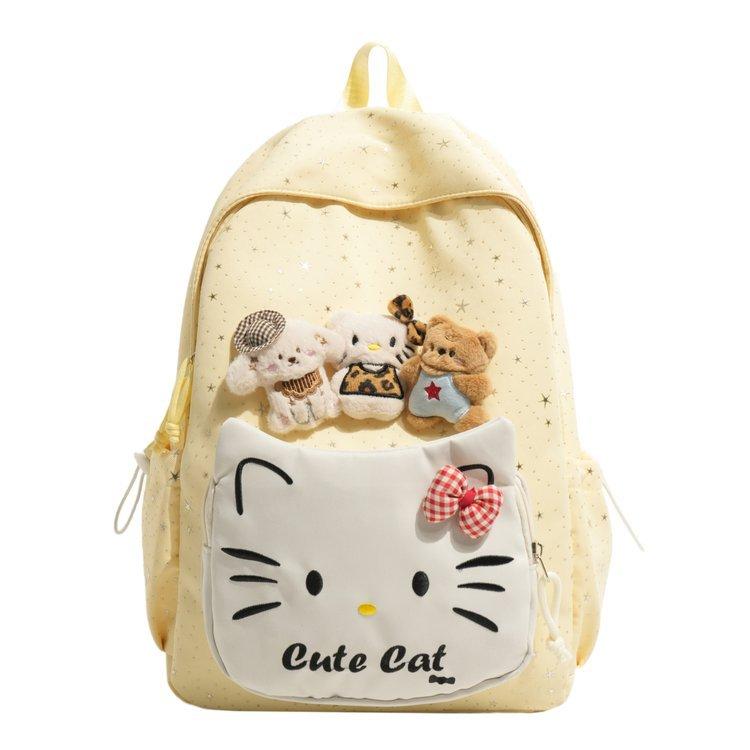 Schoolbag Trend Niche Kitty Cat Dots Schoolbag Female Large Capacity Korean Cute Cartoon Student Class Backpack