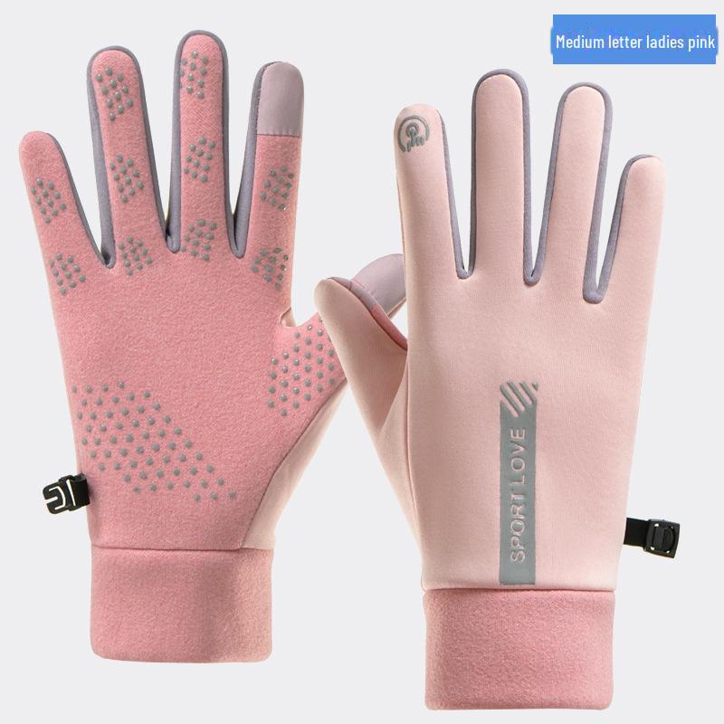 

Бархатные зимние перчатки унисекс: Ветрозащитный, теплый, сенсорный, нескользящий для езды на велосипеде, вождения и занятий спортом на открытом воздухе women s розовый